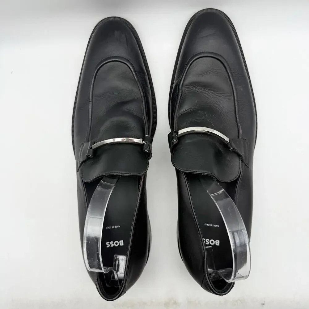 BOSS Mens Derrek Bit Loafers US 11 EU 44 Black Leather GUC